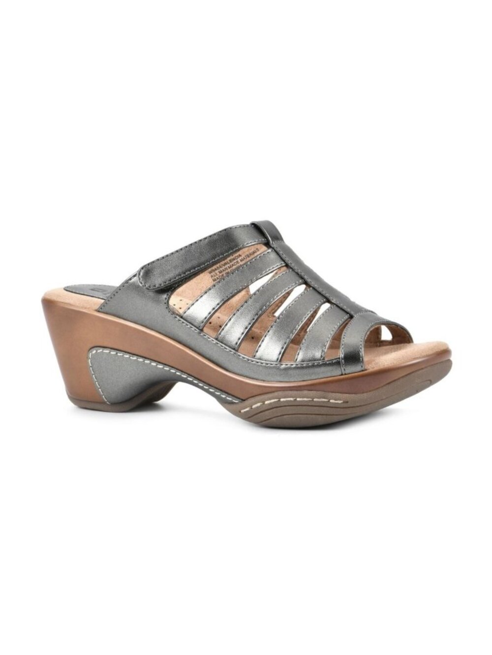 White Mountain Womens Slip-On Valencia Slide Sandals Pewter/Silver Size 10M NWB